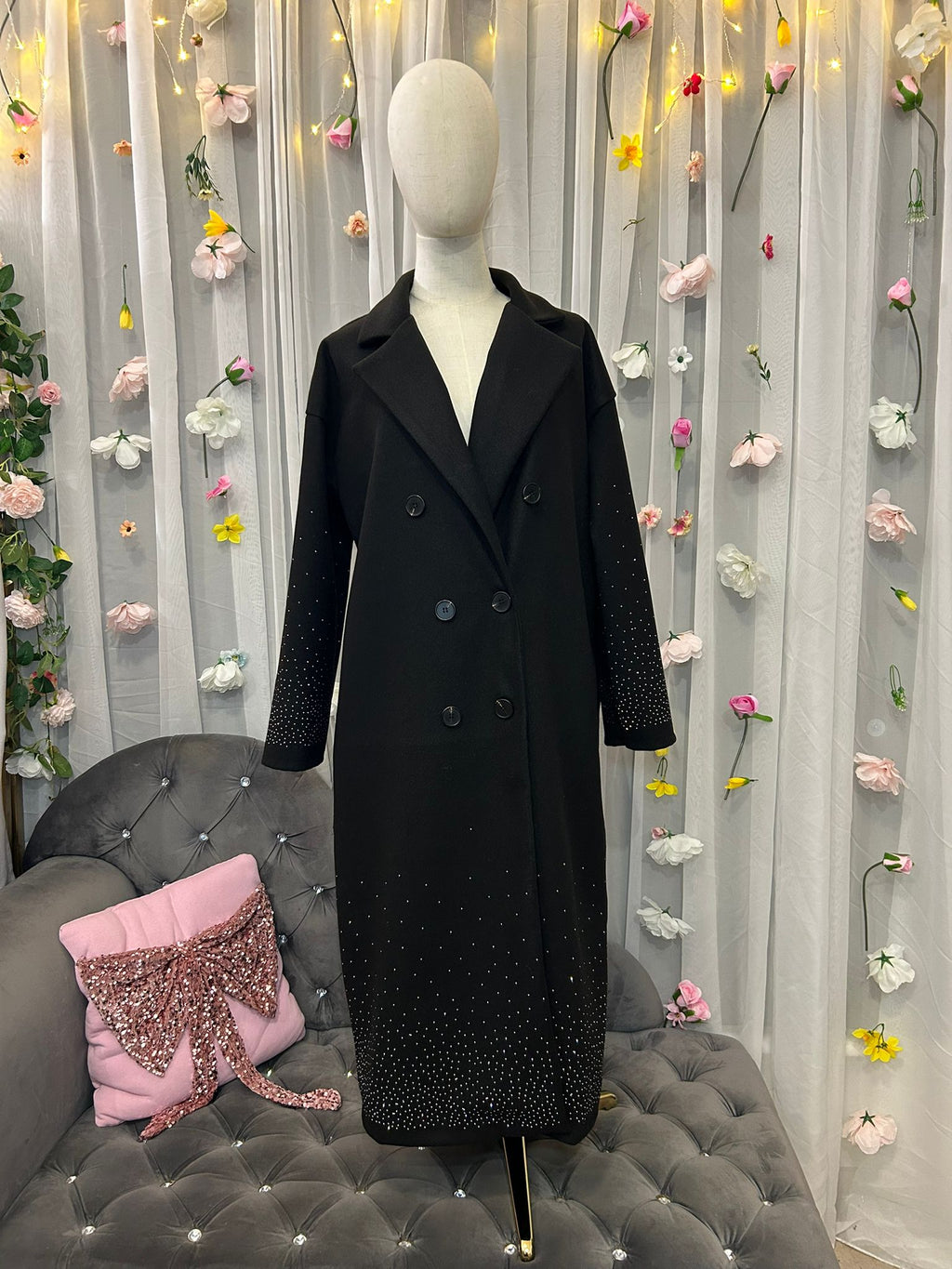 Glitzer-Mantel Schwarz