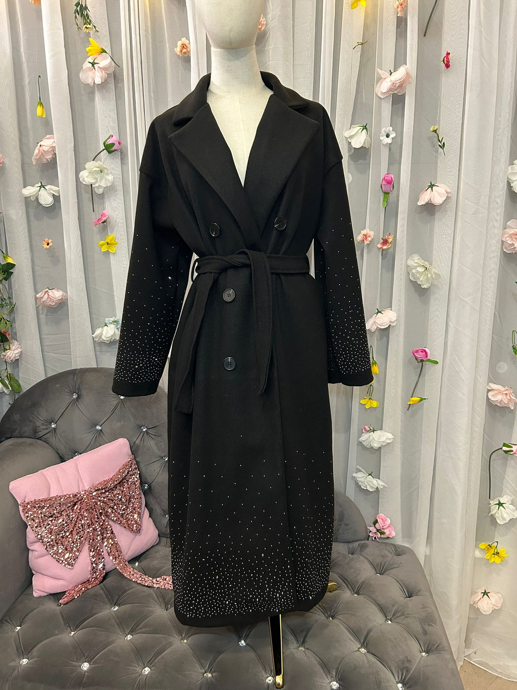 Glitzer-Mantel Schwarz