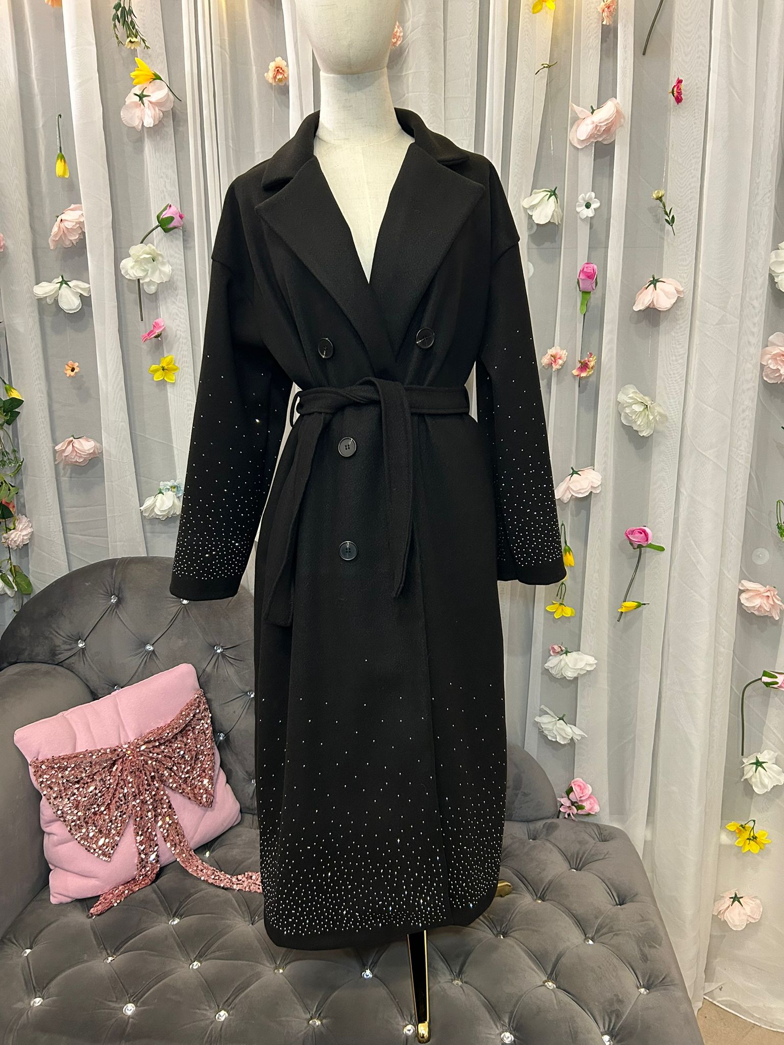 Glitzer-Mantel Schwarz