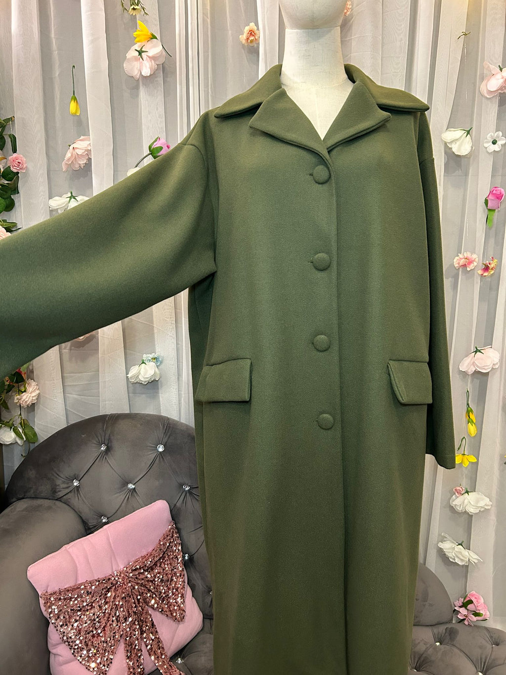 Oversize-Mantel Khaki – ca. 115 cm | Onesize