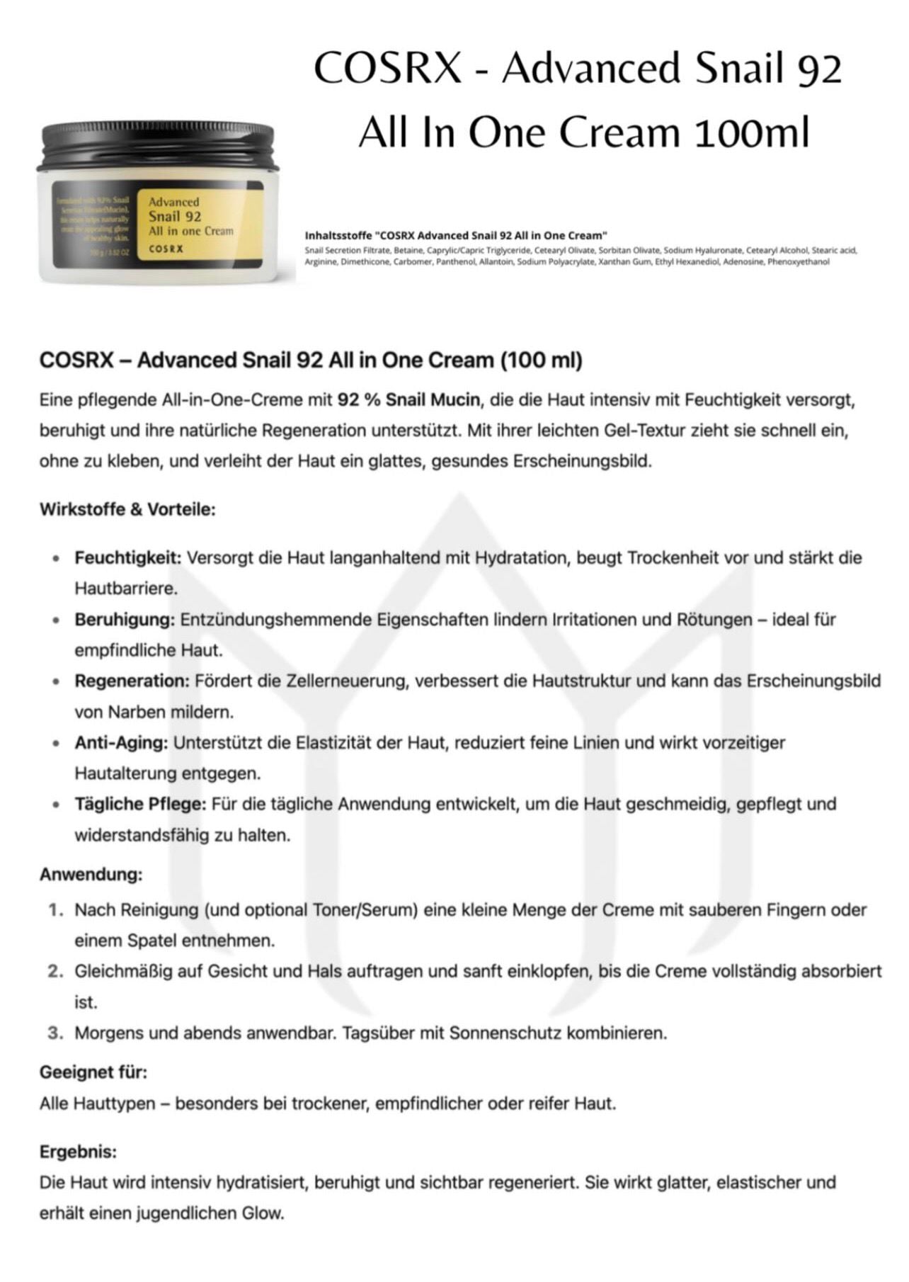 COSRX Snail 92 Cream