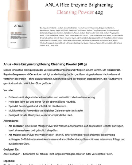 ANUA Rice Enzyme Cleansing Powder