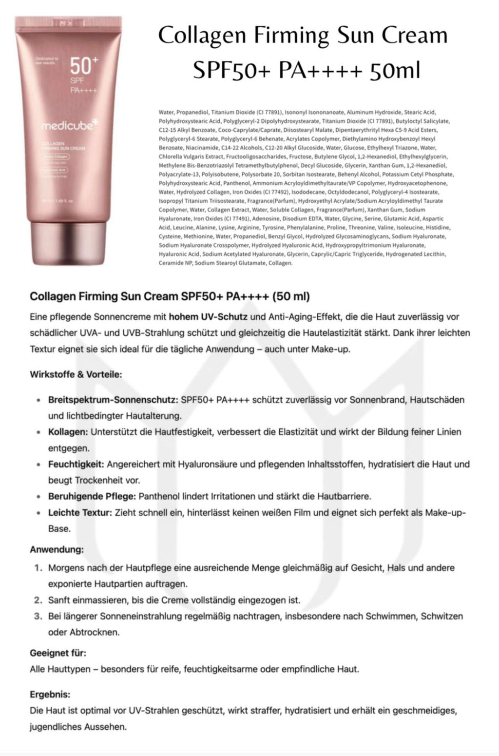Medicube – Collagen Firming Sun Cream 50+SPF PA++++ – 50ml