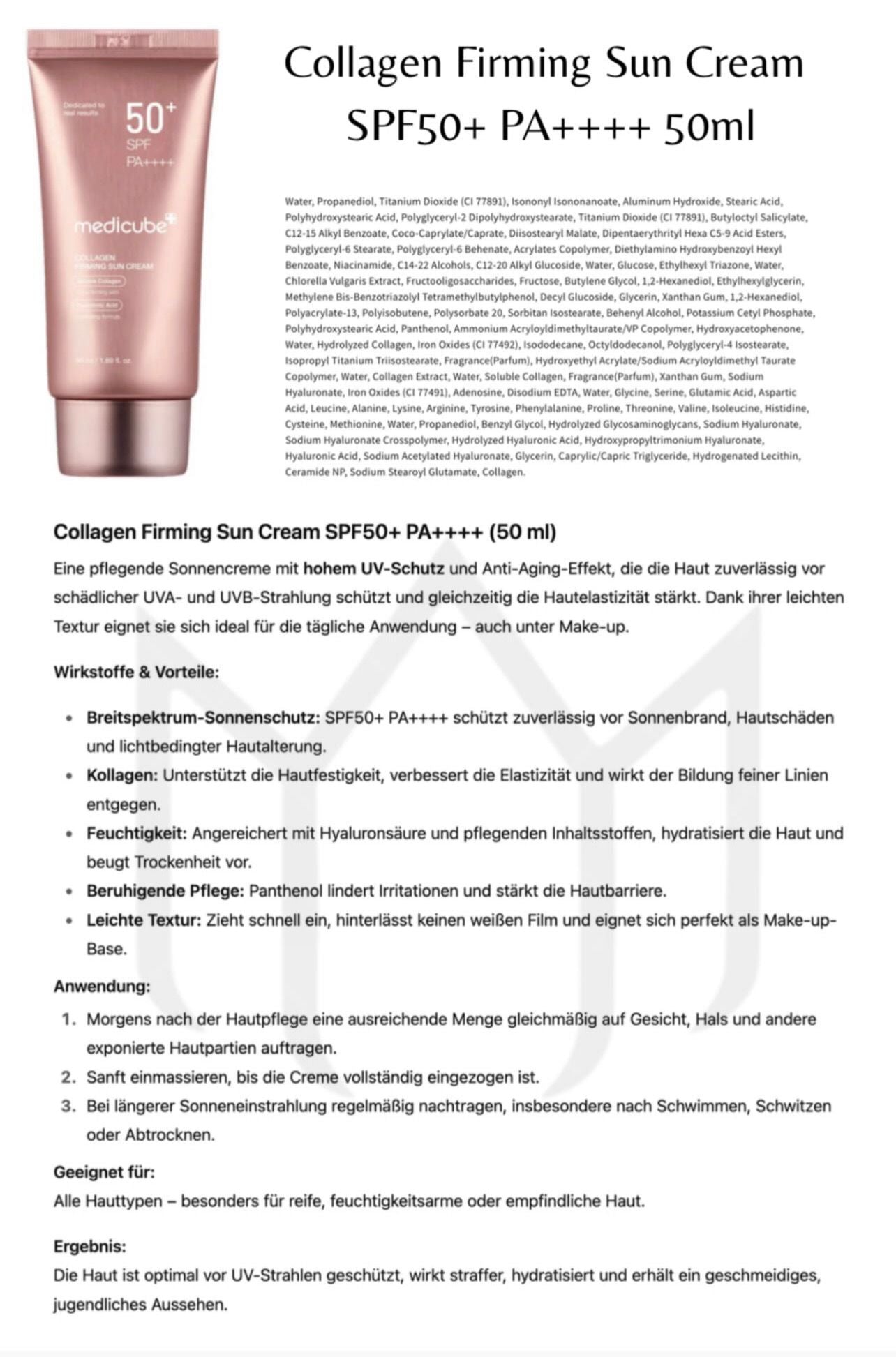 Medicube – Collagen Firming Sun Cream 50+SPF PA++++ – 50ml