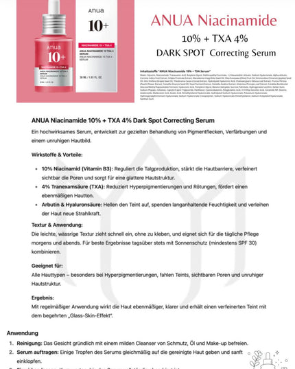 Anua – Niacinamide 10% + Tranexamin Acid 4% Serum – 30 ml