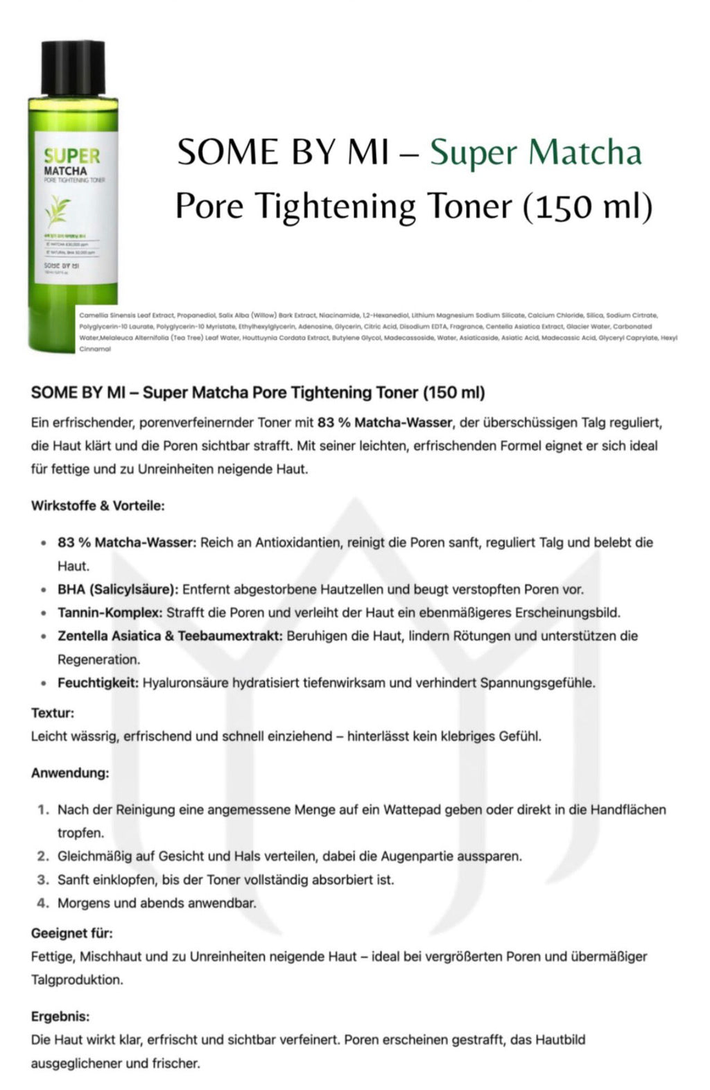 SOME BY MI – Super Matcha Pore Tightening Toner – 150ml
