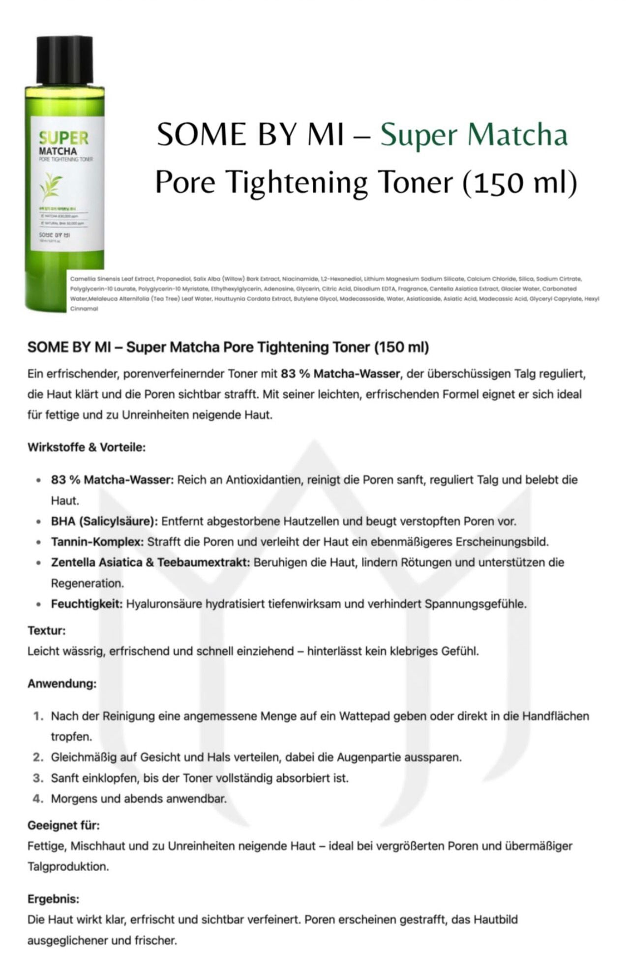 SOME BY MI – Super Matcha Pore Tightening Toner – 150ml