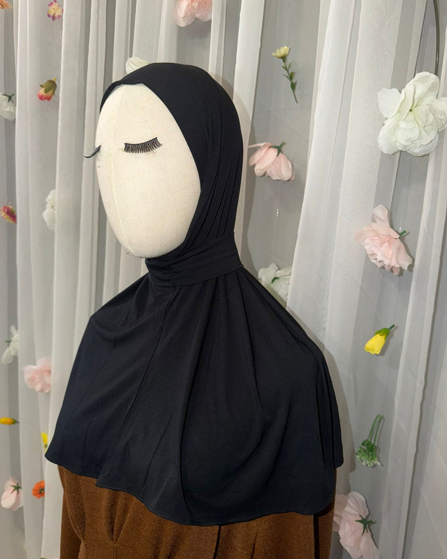 Bamboo Fertig-Hijab / Bonnet * Schwarz *