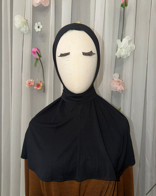 Bamboo Fertig-Hijab / Bonnet * Schwarz *