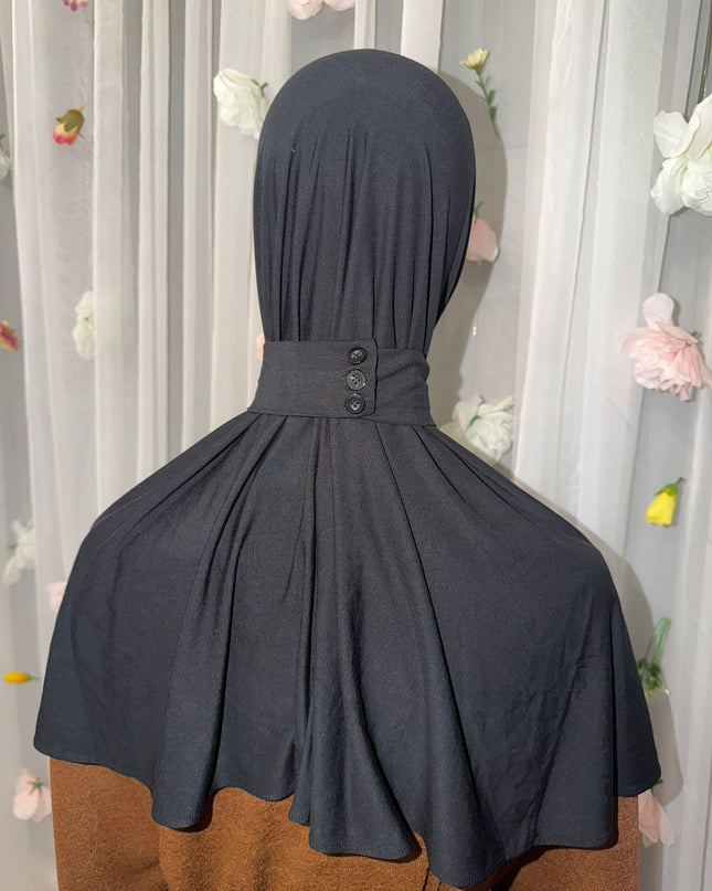 Bamboo Fertig-Hijab / Bonnet * Schwarz *