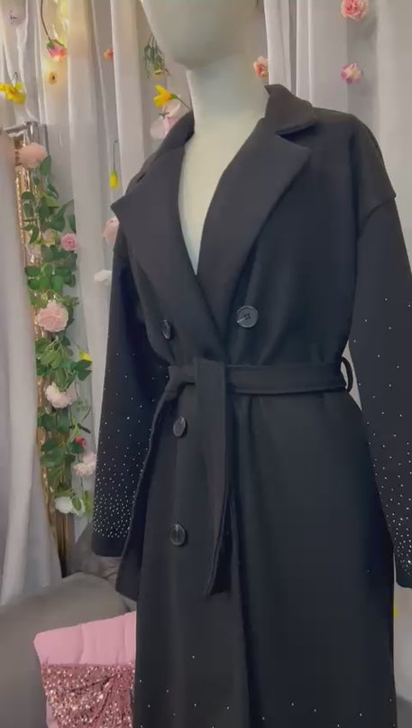 Glitzer-Mantel Schwarz